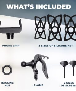 Roam Bike Phone Mount - Motorcycle Phone Mount- 360° Rotation with Universal Handlebar Fit for Bikes, Motorcycles, Scooters, Strollers - Mount Compatible w/All iPhone & Android Phones 4.5" to 6.7" Matte Black 26 711TBNuvMEL