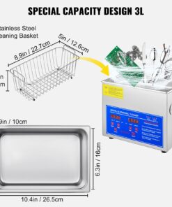 VEVOR Professional Ultrasonic Cleaner, Easy to Use with Digital Timer & Heater, Stainless Steel Industrial Machine for Parts, 110V, FCC/CE/RoHS Certified (3L) 3L 19 711TlCfme0L