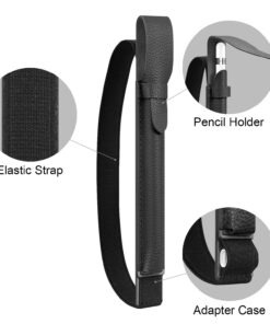 Fintie Pencil Holder with USB Adapter Pocket for Apple Pencil (USB-C) & Apple Pencil (1st / 2nd Generation), Premium Elastic Vegan Leather Sleeve Pouch Compatible with iPad Case, Black 45 711ToaeKihL 1