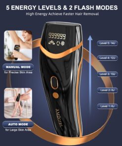 Laser Hair Removal, IPL Hair Removal Permanent for Women and Men, Hair Removal Device 999999 Flashes at-Home for Facial Legs Arms Whole Body Treatment AMZ-Black 22 711UBCpQrdL