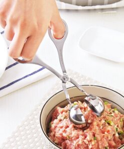 2 PCS None-Stick Meat Ballers, Stainless Steel Meat Baller Tongs, Cake Pop Meatball Maker Ice Tongs, Cookie Dough Scoop for Kitchen. (1.38" and 1.78") 16 711ULgR1bYL