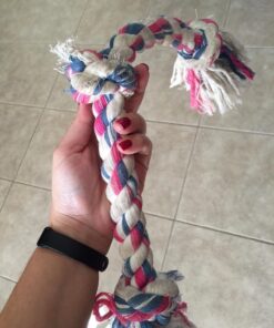 Mammoth Flossy Chews Color Rope Tug – Premium Cotton-Poly Tug Toy for Dogs – Interactive Dog Rope Toy – Tug Dog Chew Toy Large 25" 3 Knot 25 711VFZCAL
