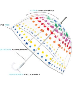 Alternative view of Totes Signature Clear Bubble, Rain & Windproof Umbrella - Perfect for Weddings, Travel and Outdoor Events - Curved Handle with Deluxe Finish, in Transparent or Colorful Design Options Regular Dots