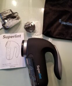 SUPER LINT Best Rated Electric Sweater Shaver Best Fuzz Pill Bobble Remover for Fabric Fleece Curtains Clothes, Black & Silver Batteries or A/C adapter 47 711WdyBeGSL