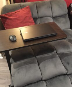 Drive Medical 13067 Adjustable Non Tilt Top Overbed Table With Wheels for Hospital and Home Use, Standing Desk, Walnut Silver Vein 31 711YMgBEdlL