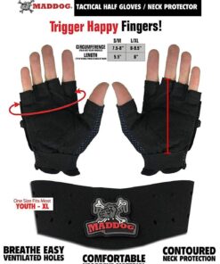 Maddog® Sports Padded Chest Protector, Tactical Half Glove, & Neck Protector Combo Package Black Small / Medium Gloves 10 711Z3MKf1L