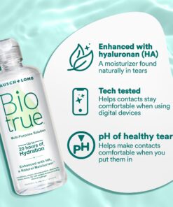 Biotrue Contact Lens Solution, Multi-Purpose Solution for Soft Contact Lenses, Lens Case Included, 10 FL OZ (Pack of 2) 10 Ounce (2 Pack) 24 711Zqy1qtLL