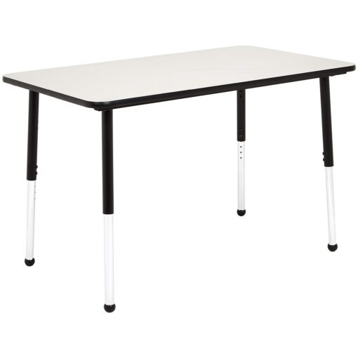 Amazon Basics Rectangular School Activity Kids Table, Ball Glide Legs, Adjustable Height 19-30 Inch, Grey Top/Black Edge, 47" W x 29" L x 30" H 47"W x 29"L x 30"H