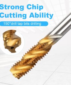 Rocaris 5 Pcs M3 M4 M5 M6 M8 Titanium Coated HSS Spiral Flute Metric Taps Set 11 711aPnCVFfL