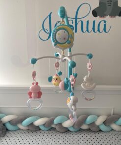 Baby Musical Crib Mobile with Timing Function Projector Lights,Stand-Along Rattles and 150 Melodies Music Box with Remote Control for Newborn 0-24 Months Blue 49 711agn5rDqL