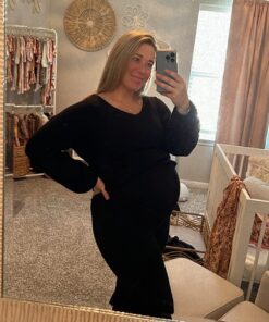 Viottiset Women's 2 Piece Outfits Casual V Neck Knit Wide Leg Sweater Lounge Set Sweatsuit Large Black 21 711cLsUedRL