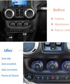 Audio Air Conditioning Button Cover Decoration Twist Switch Ring Trim Interior for Jeep Wrangler JK Patriot Compass Liberty for Dodge Challenger (Blue,3pcs) Blue 20 711eXtZEoL