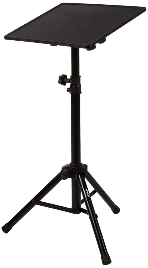 PYLE-PRO Universal Laptop Projector Tripod Stand - Computer, Book, DJ Equipment Holder Mount Height Adjustable Up to 35 Inches w/ 14'' x 11'' Plate Size - Perfect for Stage or Studio Use PLPTS2 14'' x 11''