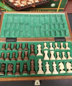 Travel Magnetic Chess Set w/ Wooden 10.4" Board and Chessmen 17 711i6W9m0WL