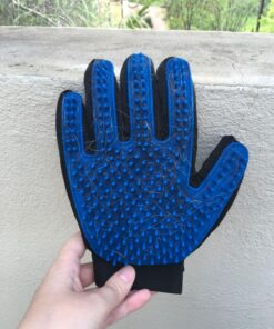 DELOMO Upgrade Pet Grooming Gloves Cat Brushes for Gentle Shedding - Efficient Pets Hair Remover Mittens - Dog Washing Gloves for Long and Short Hair Dogs & Cats & Horses - 1 Pair (Blue) 1A Blue- 1 Pair 42 711iSe3bg0L