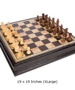Adrienne Chess Inlaid Burl Wood Board Game with Weighted Wooden Pieces, Extra Large 19 x 19 Inch Set 7 711ikui00vL