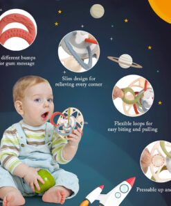 Zooawa Baby Teether, Sensory Toys for Babies BPA-Free Silicone Baby Teething Toy for Pain Relief, Baby Rattles Teether Toy Ball Chew Toy Newborn Infant Baby Toy for 3-6 Months, 3+ Months, Easy to Hold Beige 9 711jJL4 q7L