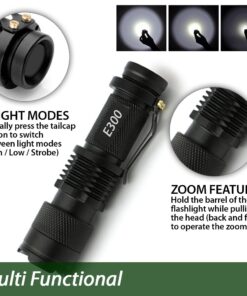 Small Pocket LED Tactical Flashlights - EcoGear FX E300 - 3 Light Modes, Adjustable Zoom, Water Resistant with Attached Belt Clip - Mini EDC Flashlight That Makes Great Gifts for Men 1 PACK 16 711jXsUzL8L