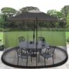 HomeRoots 9' Patio Umbrella Outdoor Table Bug Screen Mesh Black Mosquito Net Canopy Curtains Adjustable Enclosure Large Umbrella Hanging Tent 100% Polyester Light Weight Mosquito Netting 50 711k7BzZBqL