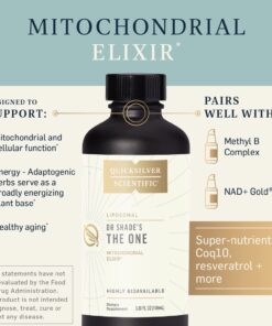 Quicksilver Scientific The ONE Mitochondrial Elixir - Mitochondria Supplement to Support Cellular Health with Phosphatidylcholine, Resveratrol, Reishi Mushroom & CoQ10 Liquid (3.38oz / 100ml) 3.38 Fl Oz (Pack of 1) 10 711kJ6VuqOL