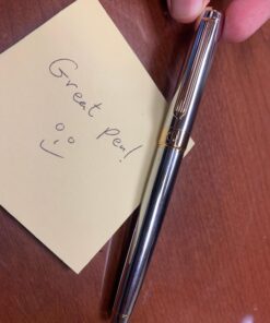 Scriveiner Silver Chrome Rollerball Pen - Stunning Luxury Pen with 24K Gold Finish, Schmidt Ink Refill, Best Roller Ball Pen Gift Set for Men & Women, Professional, Executive Office, Nice, Fancy Pens - Silver with Chrome 40 711ktuZQM8L