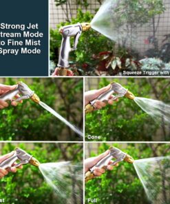 ESOW Garden Hose Nozzle, 100% Heavy Duty Metal Spray Gun with Full Brass Nozzle, 4 Watering Patterns Watering Nozzle- High Pressure Pistol Grip Sprayer for Watering Plants, Car Wash and Showering Dog Bullet Modelling Silver 17 711l9FHA0FL