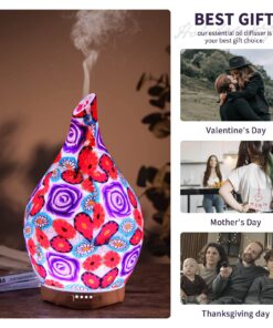 280ml Purple Rose Essential Oil Diffuser Glass Aromatherapy Ultrasonic Humidifier - Auto Shut-Off,Timer Setting, BPA Free for Home Hotel Yoga Leisure SPA Gift G5-280ml Purple Rose Aladdin Vase 280ml 24 711lCMQclAS