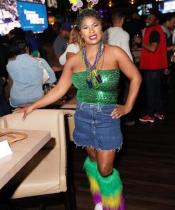 MARDI GRAS FURRY LEG COVERS Standard Size Purple / Yellow / Green 20 711mH8XnQTL