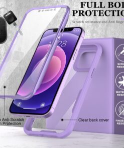 Alternative view of FUNMIKO Case with Screen Protector [Built-in],Military Grade Pass 21 ft. Drop Test Protective Phone Cover for iPhone 12/12 Pro 6.1" Lavender Purple iPhone 12/12 Pro 6.1"