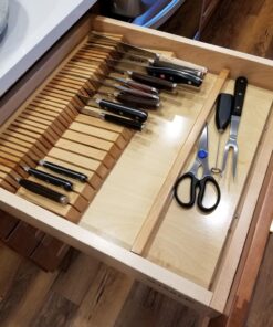 Rev-A-Shelf Dual Row Trim To Fit Knife Block Drawer Organizer with Storage Holder for Kitchen Utensils, 55 Slot Cutlery Tray, Wood, 4WDKB-1 Natural 32 711nhmG7SyL