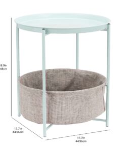 Amazon Basics Round Storage End Table, Side Table with Cloth Basket, Mint Green/Heather Gray, 18 in x 18 in x 19 in 26 711p1E2IFlL