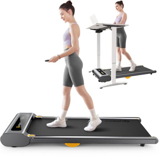 UREVO Under Desk Treadmill, Walking Pad for Home/Office, Portable Walking Treadmill 2.25HP, Walking Jogging Machine with 265 lbs Weight Capacity Remote Control LED Display Grey One Size