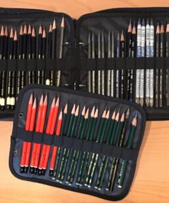 Derwent Pencil Case, Canvas Carry-All Bag Pencil Holder with Removable Shoulder Strap, Holds up to 132 Pencils and Supplies (2300671) , Brown Carry All 132 Capacity 41 711pUAWImhL