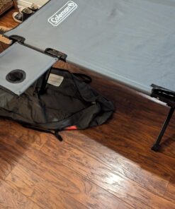 Coleman Pack-Away Camping Cot with Removable Side Table, Extra Wide Cot Fits Adults up to 6ft 6in or 300lbs, Carry Bag Included Grey 36 711phF9gXRL