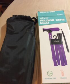 Vive Folding Cane - Foldable Walking Cane for Men, Women - Fold-up, Collapsible, Lightweight, Adjustable, Portable Hand Walking Stick - Balancing Mobility Aid - Sleek, Comfortable T Handles (Purple) Purple 51 711q1sBoFL