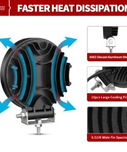 LEDKINGDOMUS LED Light Bar 27W 4inch LED Light Pods Flood Round Work Light Off Road Light LED Fog Driving Light Truck Light Boat Light for Truck Pickup SUV ATV UTV 2 12 711qHKkmFOL