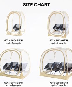 EighteenTek Holiday Decoration Sports Tent with Sealed Floor - Instant Tent Shelter - Outdoor Bubble Tent 1-6 Person - Rain Tent Camping Sun Shelter Pop Up - Clear, Patent Pending Protected Design 72"x72"x65"h 42 711rymWB OL 2