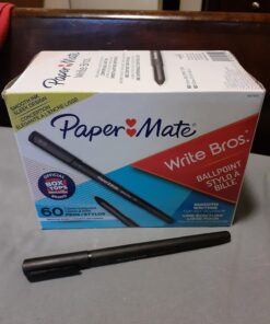 Paper Mate Ballpoint Pens, Write Bros. Black Ink Pens, Medium Point (1.0mm), 60 Count 39 711s8u5G NL