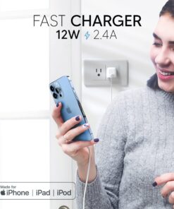 TALK WORKS USB Cable Compatible w/ iPhone 14/14 Plus/14 Pro/14 Pro Max, 13/Mini/Pro/Pro Max, 12/Mini/Pro/ProMax, Phone, AirPods, iPad - 5' Lightning Cable Wall Charger Adapter - MFI Certified (White) Cable + Charger White 17 711sIh864oL