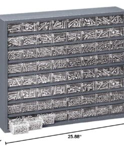 Alternative view of Durham 317-95 Gray Steel Cabinet, 25-7/8" Width x 21-3/8" Height x 6-3/8" Depth, 64 Plastic Drawer