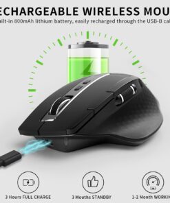 Rapoo Bluetooth Wireless Mouse, 4 Adjustable DPI Rechargeable , Multi-Device (3 Bluetooth+USB) Programmable Ergonomic Mouse with Side Roller, Laser Mouse for Laptop Desktop PC 35 711vcA7Fa6L