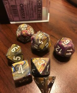 Polyhedral 7-Die Festive Dice Set - Carousel with White Numbers CHX-27440 15 711wJJunVxL