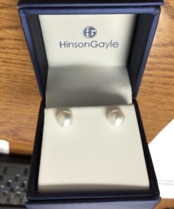 HinsonGayle Genuine 8.0-8.5mm White Button Freshwater Cultured Pearl Stud Earrings (Sterling Silver) 13 711xSm6hNBL