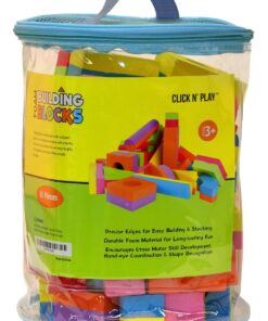 Click N' Play Foam Blocks, Soft Building Blocks and Stacking Block Toy Set For Toddlers| Perfect Bath Toys, 60 Count with Carry Tote | Great Gift for Toddler, Baby, Kids, Boy, and Girl Ages 1-3, 4-8 10 711xaDowTeL