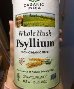 Organic India Psyllium Herbal Powder - Whole Husk Fiber, Healthy Elimination, Keto Friendly, Vegan, Gluten-Free, USDA Certified Organic, Non-GMO, Soluble & Insoluble Fiber Source - 12 Oz Canister (Pack of 1) 41 711xf5dX7L