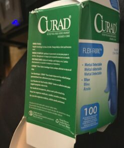 Curad Blue Flex-Fabric Adhesive Bandage, Metal-Detectable, 3/4" x 3", 100 Count 3/4" x 3" 3 711zONMfvRL
