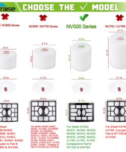 Artraise Filters for Shark Rotator Pro Lift-away Vacuum NV500, NV501, NV502, NV505, NV520, NV552, UV560, NV642, ZU780, ZU782, ZU785, Xff500 Xhf500 NV500-1+3 17 711zn2ZmxLL