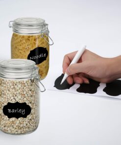 OAMCEG 4 Pack Wide Mouth Mason Jars - 34 OZ Airtight Glass Canning Jars with Leak Proof Rubber Gasket and Clip Top Lids, Perfect for Storing Coffee, Sugar, Flour or Sweets J-1L 25 7120QQd2gL