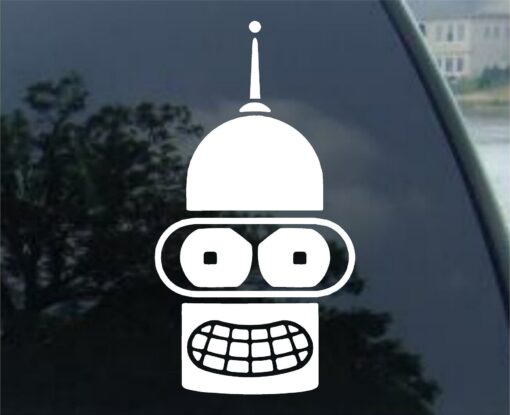 Crawford Graphix Futurama Bender Sticker Decal Laptop Notebook Die-Cut White Sticker Decal (11" White)