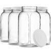Paksh Novelty 1-Gallon Glass Jar Wide Mouth with Airtight Plastic Lid - USDA Approved BPA-Free Dishwasher Safe Mason Jar for Fermenting, Kombucha, Kefir, Storing and Canning Uses, Clear (4 Pack) Plastic Lid, 4 Pack 21 7122qZDNc L